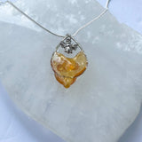 Dripping Honey Teardrop Nature Inspired Pendant with Silver Bee Charm