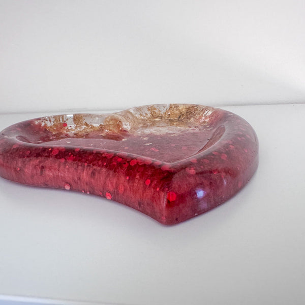Ruby Radiance Resin Trays - Handmade Red & Gold Leaf Resin Trays