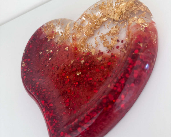 Ruby Radiance Resin Trays - Handmade Red & Gold Leaf Resin Trays