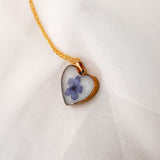 Forget-Me-Not Heart Pendant | Handmade Pendant with Real Flowers