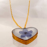 Forget-Me-Not Heart Pendant | Handmade Pendant with Real Flowers