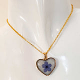 Forget-Me-Not Heart Pendant | Handmade Pendant with Real Flowers