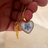 Forget-Me-Not Heart Pendant | Handmade Pendant with Real Flowers