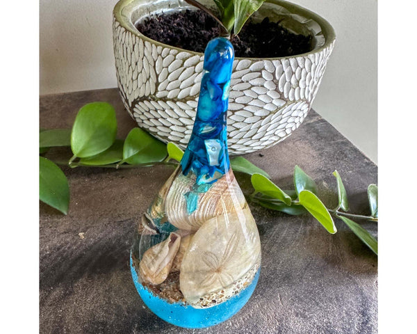 Beach Insipred Water Droplet - Ocean Decor with Real Seashells & Light