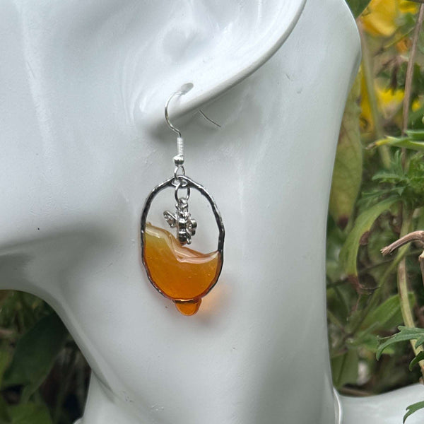 Dripping Honey Handmade Bee -utiful Silver Drop Resin Earrings