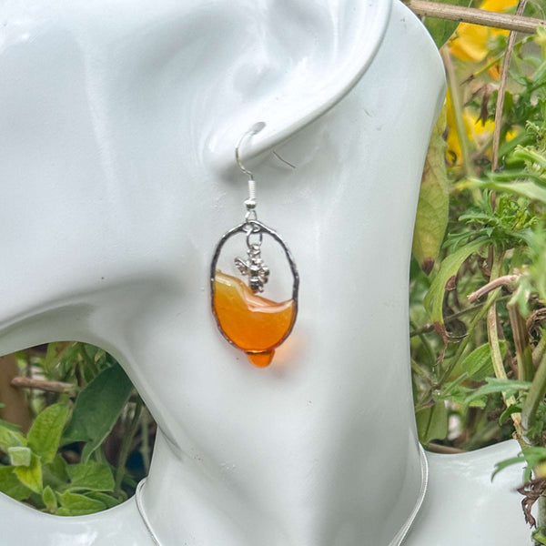 Dripping Honey Handmade Bee -utiful Silver Drop Resin Earrings