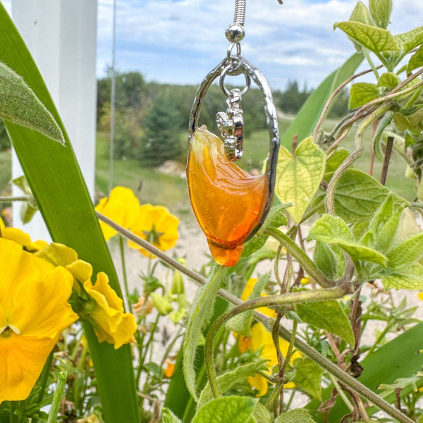 Dripping Honey Handmade Bee -utiful Silver Drop Resin Earrings