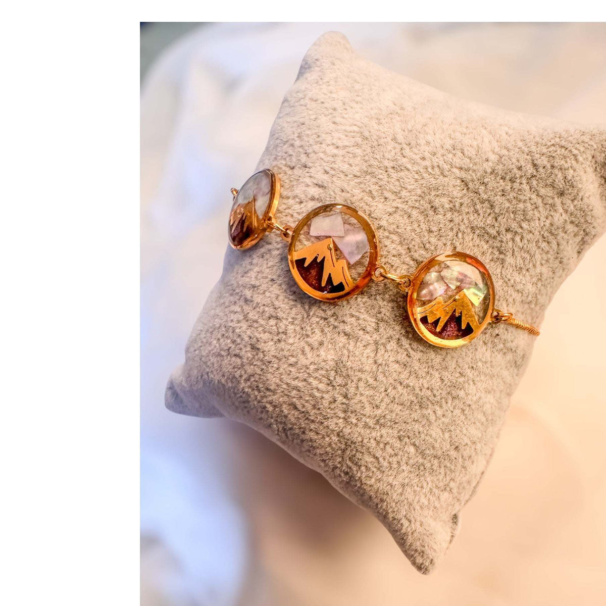 Midnight Peak & Northern Lights Slider Bracelet Handmade Pearl Effect