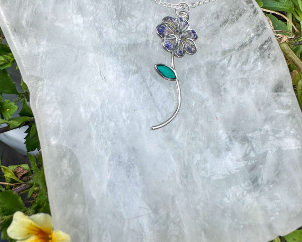 Blue Blooms Blossom Pendant - Handmade Blue Petal Flower Pendant