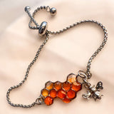 Bee Bracelet - Dripping Honey Handmade Silver Honeycomb & Bee Charm