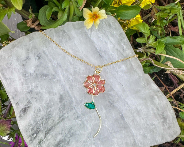 Golden Blossom Bloom Pendant - Handmade Orange Flower Pendant