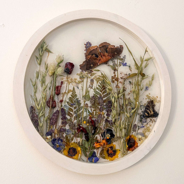 Boreal Forest Portal Handmade Monarch & Polyphemus Moth Botanical Art