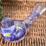 Fluorite Garden Bird | Handmade Pansy & Fluorite Gemstone Resin Bird