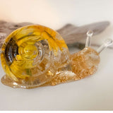 Handmade Sunflower Bloom Snail | Preserved Sunflower Resin Sculpture