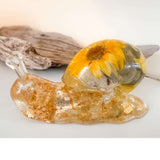 Handmade Sunflower Bloom Snail | Preserved Sunflower Resin Sculpture