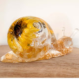 Handmade Sunflower Bloom Snail | Preserved Sunflower Resin Sculpture