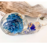Handmade Rose Resin Snail Statue | Botanical Real Flower Home Decor