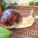 Handmade Rose Resin Snail Statue | Botanical Real Flower Home Decor