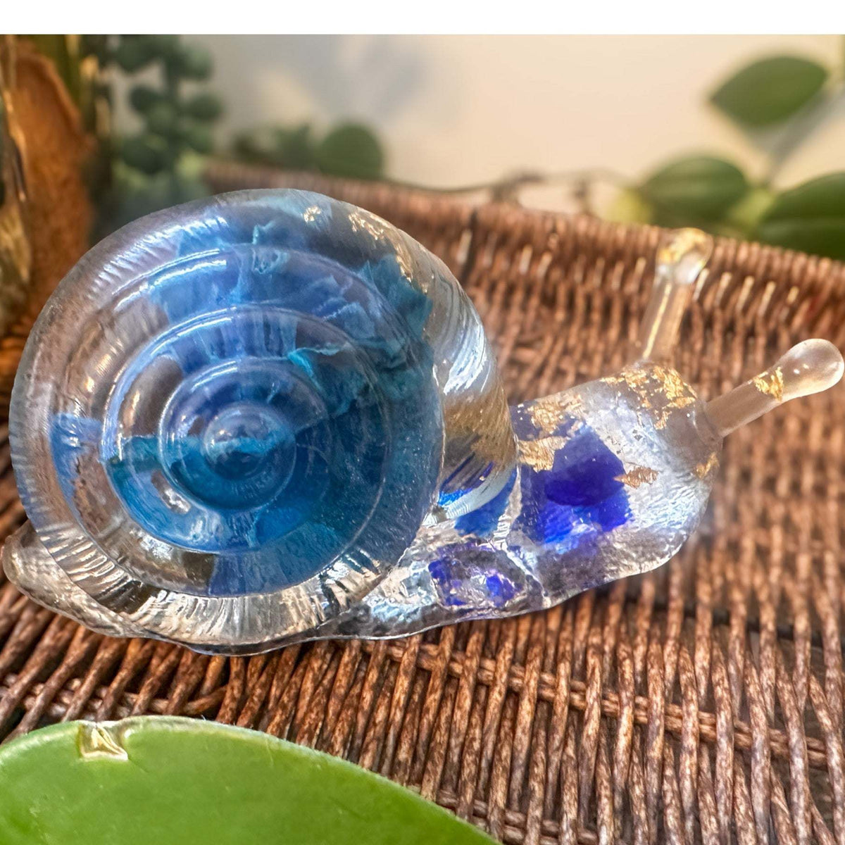 Handmade Rose Resin Snail Statue | Botanical Real Flower Home Decor