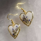 Wildflower Hearts | Dainty Blue & white Meadow Handmade Resin Earrings