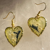 Secret Garden Hearts | Handmade Navy & White Floral Resin Earrings