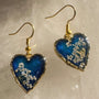 Midnight Lace Hearts | Real Queen Anne's Lace & Navy Resin Earrings