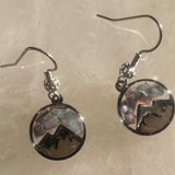 Handmade Silver Mountain Peak Silhouette Earrings with Northern Lights