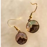 Handmade Gold Mountain Peak Silhouette Earrings with Northern Lights