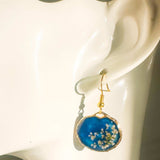 Midnight Lace Hearts | Real Queen Anne's Lace & Navy Resin Earrings