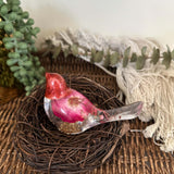 Cardinal Spirit Floral Resin Bird Handmade Red & Gold Boho Home Decor