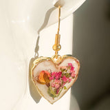 Romance Hearts | Real Pink Rose & Meadow Handmade Bloom Resin Earrings