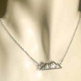 Handmade Silver Mountain Pendant Necklace with Northern Lights