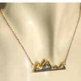 Handmade Gold Mountain Pendant Necklace with Northern Lights