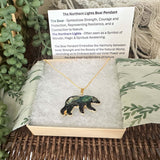 Northern Lights Spirit Bear Pendant - Handmade Resin Aurora Bear  