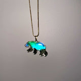 Northern Lights Spirit Bear Pendant - Handmade Resin Aurora Bear  