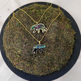 Northern Lights Spirit Bear Pendant - Handmade Resin Aurora Bear  
