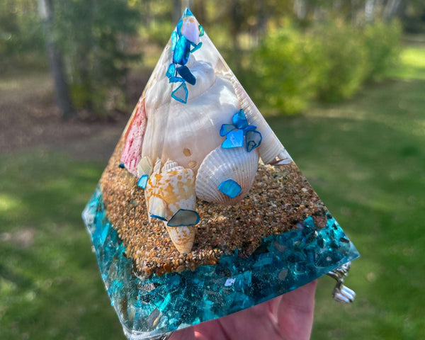 Handmade Ocean-Inspired Resin Pyramid – Bring the Beach Home