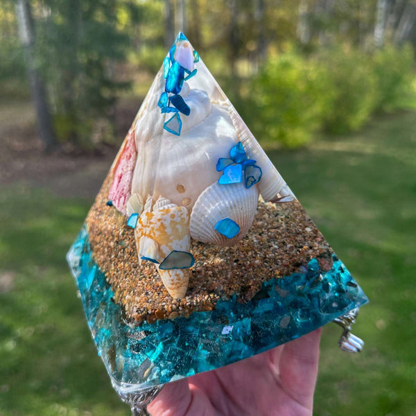 Handmade Ocean-Inspired Resin Pyramid – Bring the Beach Home