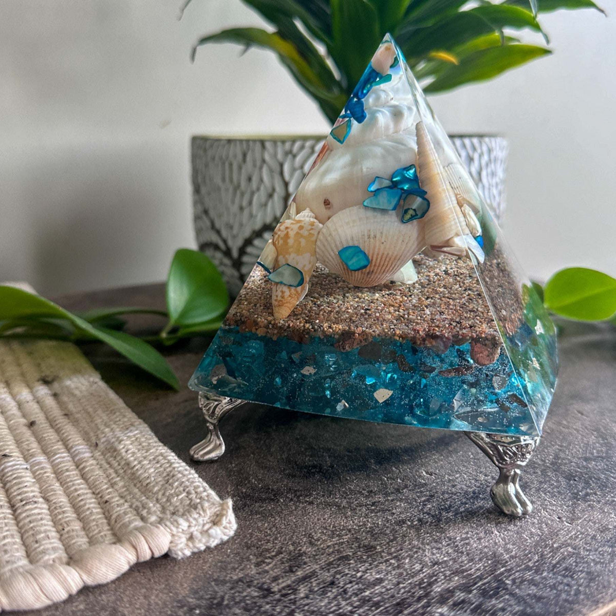 Handmade Ocean-Inspired Resin Pyramid – Bring the Beach Home