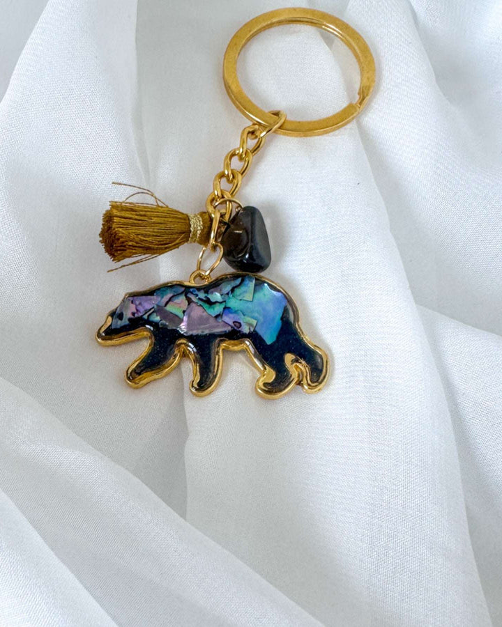 Northern Lights Spirit Bear - Handmade Resin Aurora Keychain