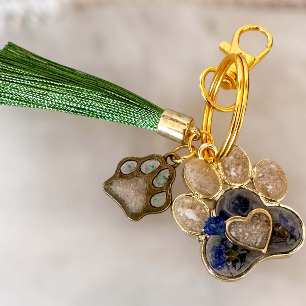 Memorial Pet Keepsake Keychain - Dog & Cat Custom Handmade Resin Paw