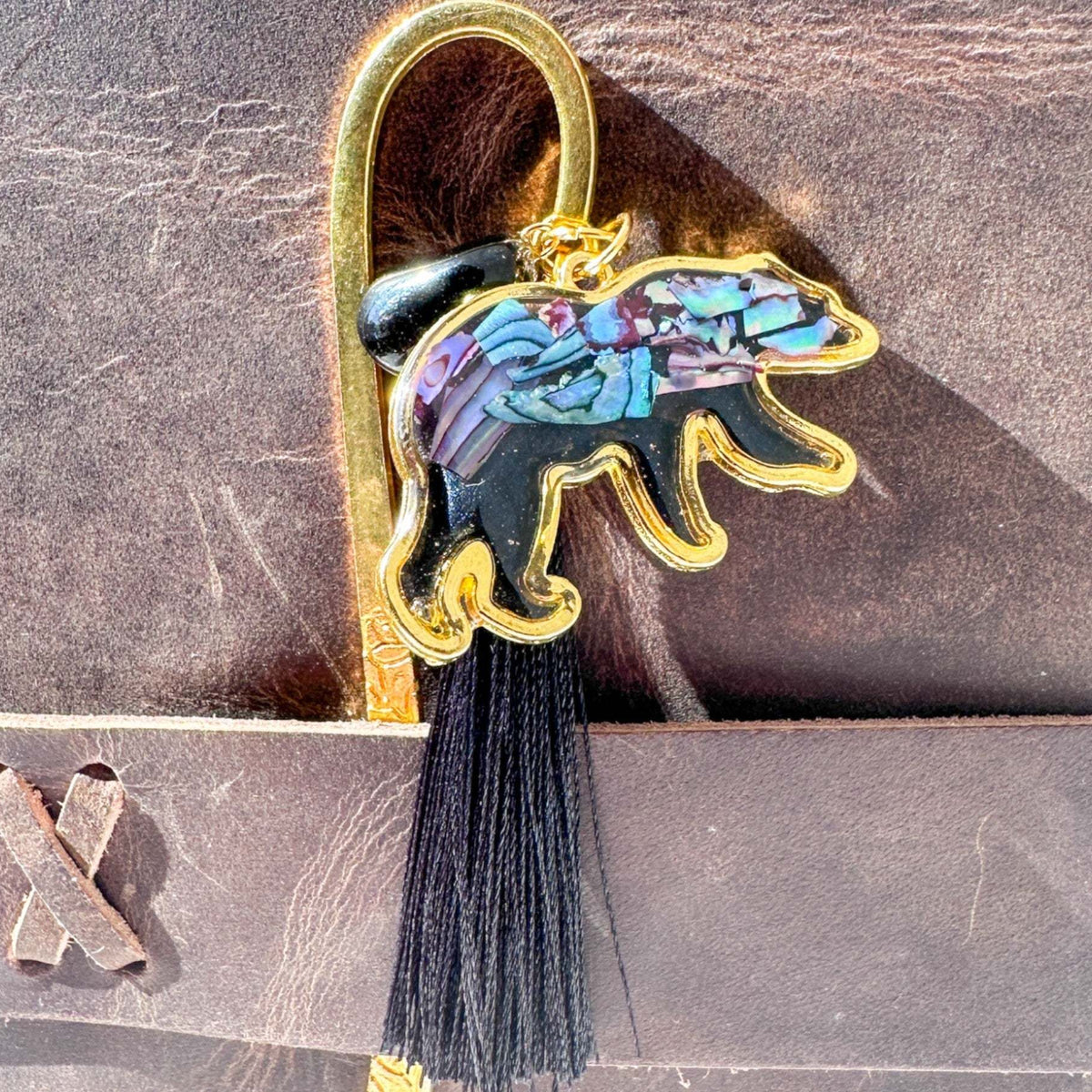 Northern Lights Spirit Bear - Handmade Resin Aurora Bookmark