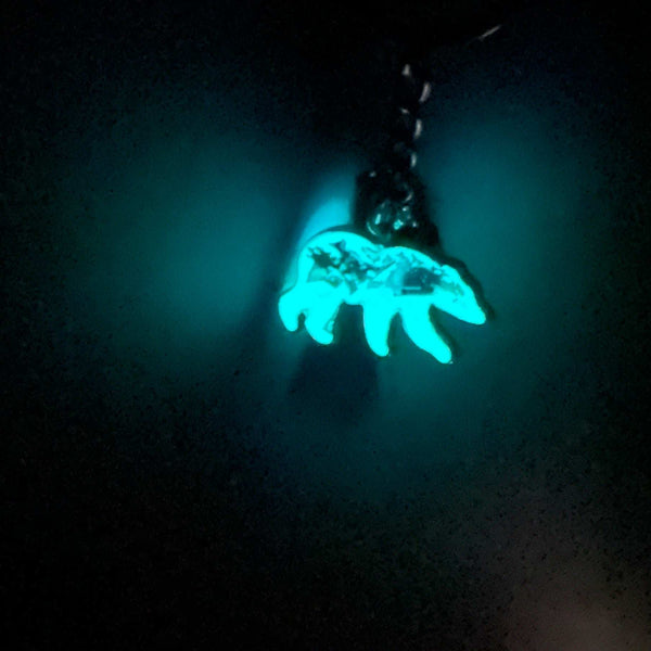 Northern Lights Spirit Bear Pendant - Handmade Resin Aurora Bear  