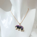 Northern Lights Spirit Bear Pendant - Handmade Resin Aurora Bear