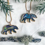 Northern Lights Spirit Bear Pendant - Handmade Resin Aurora Bear  