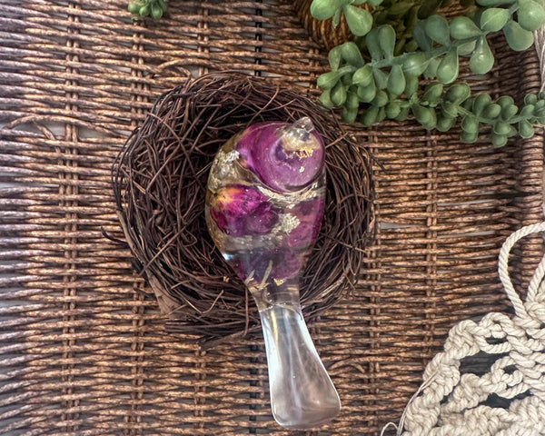 Floral Song Bird - Everlasting Rose Garden Handmade Resin Bird Decor