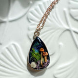 Enchanted Northern Lights Forest Teardrop Pendant  - Handmade Jewelry