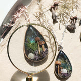 Enchanted Northern Lights Forest Teardrop Pendant  - Handmade Jewelry