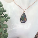 Enchanted Northern Lights Forest Teardrop Pendant  - Handmade Jewelry