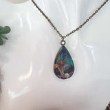 Enchanted Northern Lights Forest Teardrop Pendant  - Handmade Jewelry